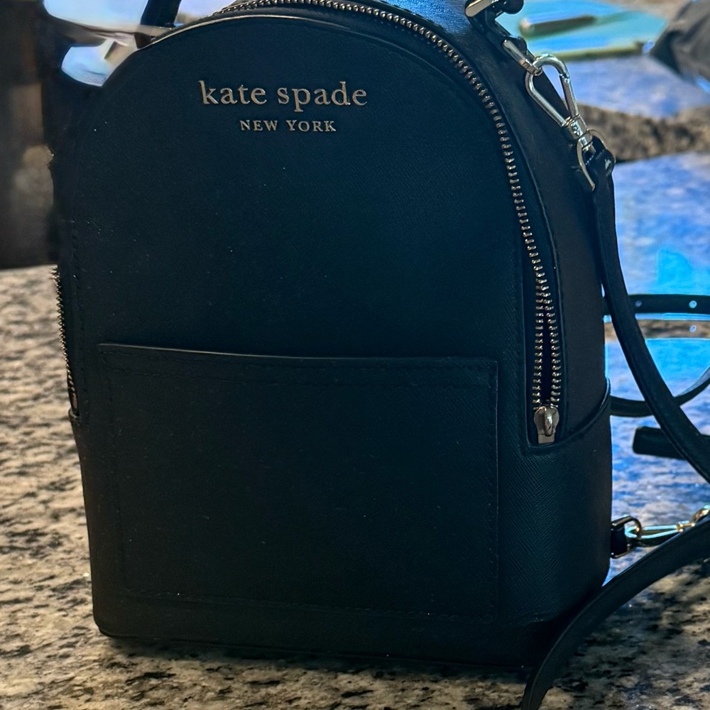 Kate Spade Black Backpack with Gold Details